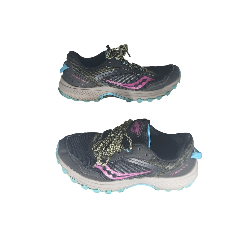 Saucony Womens Trail Running Shoes Black Pink‎ Blue Size 9.5